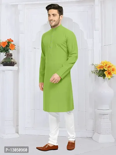 MODISH Solid Plain Kurta Set (40, Parrot Green)-thumb2