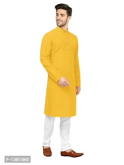 MODISH Solid Plain Kurta Set (38, Yellow)-thumb3