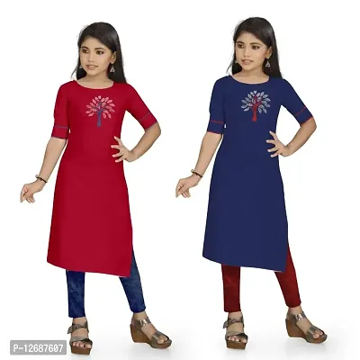 Girls Pure Cotton Straight Kurta Pack of 2