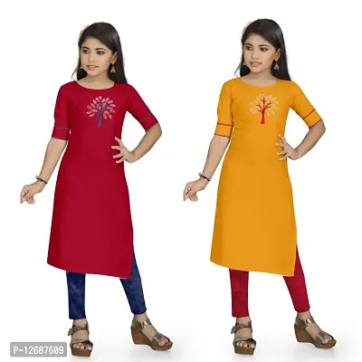 Girls Pure Cotton Straight Kurta Pack of 2