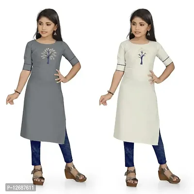 Girls Pure Cotton Straight Kurta Pack of 2