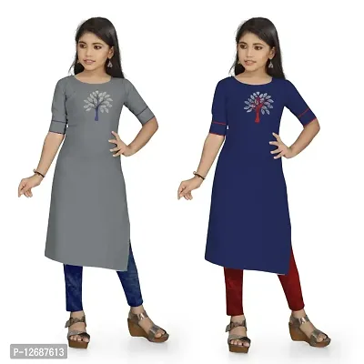 Girls Pure Cotton Straight Kurta Pack of 2