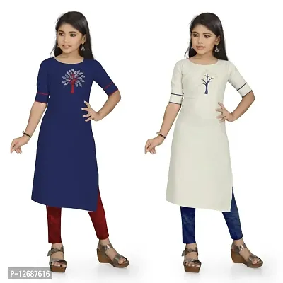 Girls Pure Cotton Straight Kurta Pack of 2