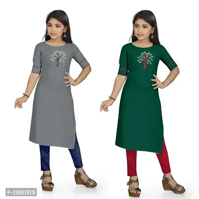 Girls Pure Cotton Straight Kurta Pack of 2-thumb0