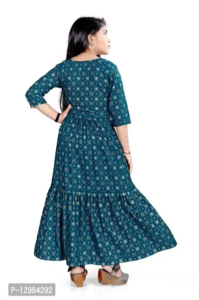 Glamup New Digital Printed Cotton Style Gown for Girls Maxi Dress-thumb2