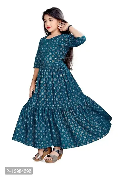 Glamup New Digital Printed Cotton Style Gown for Girls Maxi Dress-thumb3