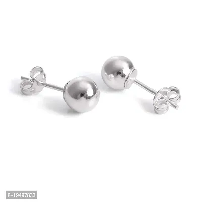 DHRUVS COLLECTION Ball Design 925 Pure Sterling-Silver Stud Earrings(3MM) for Boys  Girl