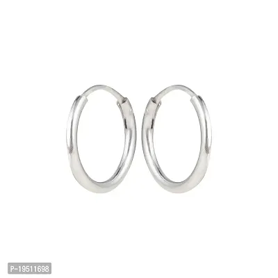 DHRUVS COLLECTION 925 Pure Silver Plain Baali/Earrings For Baby Girls  Baby Boys - 12 MM (1 year to 12 years)