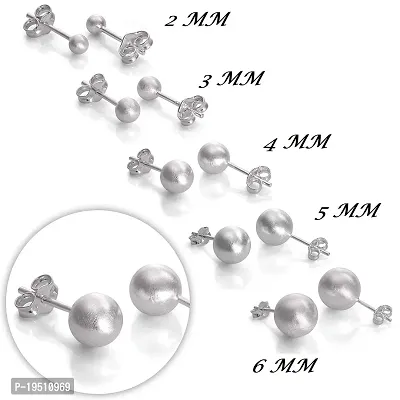 DHRUV COLLECTION Ball Design 925 Pure Sterling-Silver Stud Earrings for Boys  Girls (2 mm)-thumb3