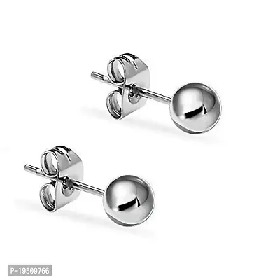 DHRUV COLLECTION Ball Design 925 Pure Sterling-Silver Stud Earrings for Boys  Girls (5 mm)