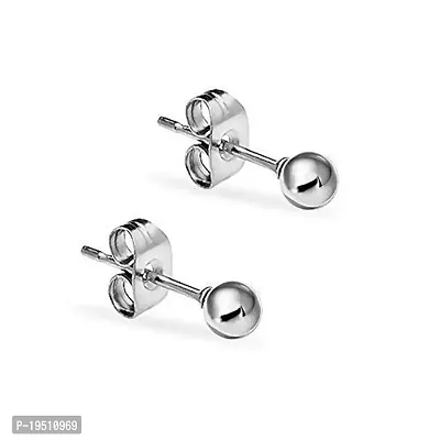 DHRUV COLLECTION Ball Design 925 Pure Sterling-Silver Stud Earrings for Boys  Girls (2 mm)-thumb0