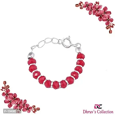DHRUVS COLLECTION Exclusive Pair of 925 Pure Silver Nazariya Bracelet/Kangan/Kade/Bangle For Lord Krishna/Ladoo Gopal/Radha Rani For Hands and Legs (Size - 6 to 10, Red)-thumb3