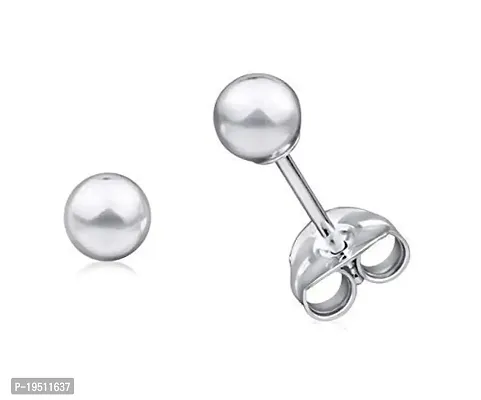 DHRUV COLLECTION Ball Design 925 Pure Sterling-Silver Stud Earrings for Boys  Girls (3 mm)
