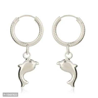 DHRUVS COLLECTION 925 Pure Sterling-Silver Earrings/Bali With Dolphin Charms for Boys  Girls