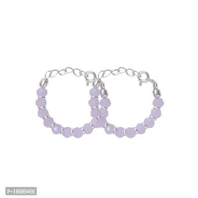 DHRUVS COLLECTION Exclusive Pair of 925 Pure Silver Nazariya Bracelet/Kangan/Kade/Bangle For Lord Krishna/Ladoo Gopal/Radha Rani For Hands and Legs (Size - 6 to 10, Purple)