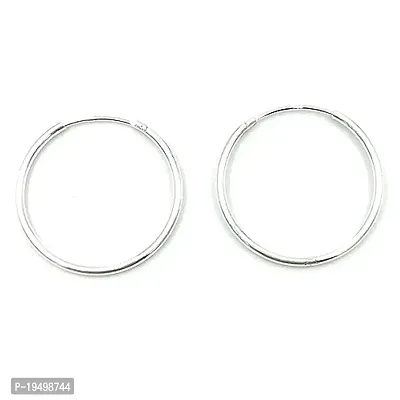 DHRUV COLLECTION 925 Sterling Silver Plain Bali/Earrings Girls And Women (14mm)