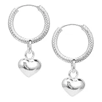 DHRUVS COLLECTION 925 Pure Sterling-Silver Earrings/Bali With Heart Charms for Boys  Girls-thumb1