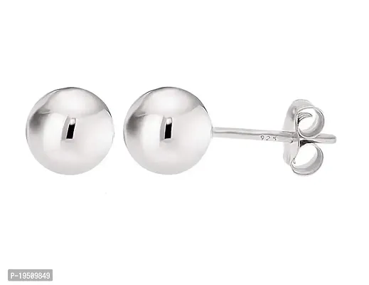 DHRUVS COLLECTION 925 Sterling-Silver Stud Earrings (5MM),Ball Design Ear Piece Unisex (Girls and Boys)