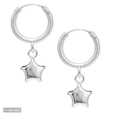 DHRUVS COLLECTION 925 Pure Sterling-Silver Earrings/Bali With Star Charms for Boys  Girls