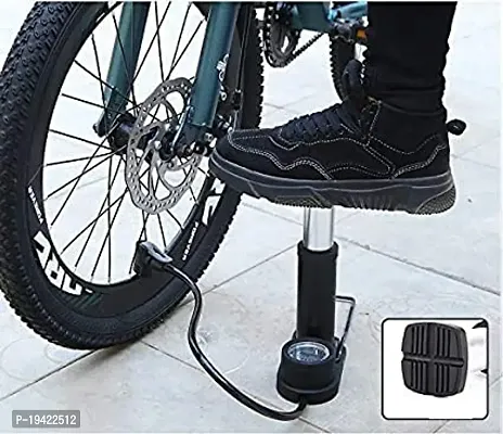 Cycle Pump Portable Activated High Pressure Universal Foot Air Pump with Needle Extra Pressure Gauge Lightweight Pump for Motorbike, Cars, Bicycle, Football, Balloons, Scooter (Black)