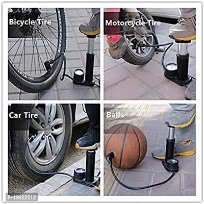 Cycle Pump Portable Activated High Pressure Universal Foot Air Pump with Needle Extra Pressure Gauge Lightweight Pump for Motorbike, Cars, Bicycle, Football, Balloons, Scooter (Black)-thumb3
