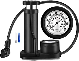 Cycle Pump Portable Activated High Pressure Universal Foot Air Pump with Needle Extra Pressure Gauge Lightweight Pump for Motorbike, Cars, Bicycle, Football, Balloons, Scooter (Black)-thumb1