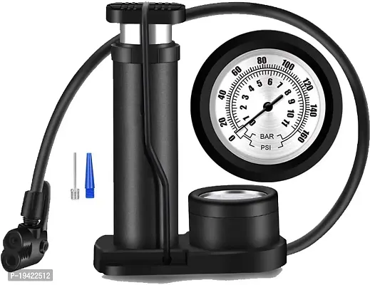 Cycle Pump Portable Activated High Pressure Universal Foot Air Pump with Needle Extra Pressure Gauge Lightweight Pump for Motorbike, Cars, Bicycle, Football, Balloons, Scooter (Black)-thumb2
