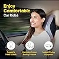 Car Neck Rest Pillows - Memory Foam Car Seat Head Rest Pillow for Neck and Cervical Support - Neck Pillow for Car - Relieves Neck Pain  Muscle Tension (Large, Black, Pack of 1)-thumb2