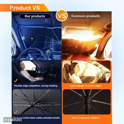 Car Sunset Umbrella Car Windshield Sun Shade Umbrella, Foldable Car Sunset Umbrella Cover UV Block Car Front Window Protection Yourself and Car Summer Heat Protector-thumb2