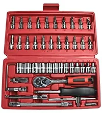 46 in 1 Pcs Combination Wrench Set/Socket, CarBike Repairing Hand Tool Long Handle Kit 46pcs Combo Tools Repair Box for Spanner Force Kit, Tools Set-thumb2