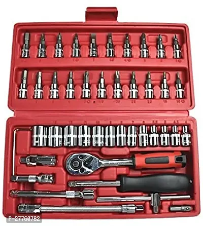 46 in 1 Pcs Combination Wrench Set/Socket, CarBike Repairing Hand Tool Long Handle Kit 46pcs Combo Tools Repair Box for Spanner Force Kit, Tools Set-thumb3