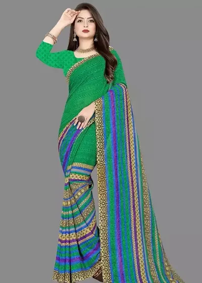 Stylish Georgette Saree With Blouse Piece