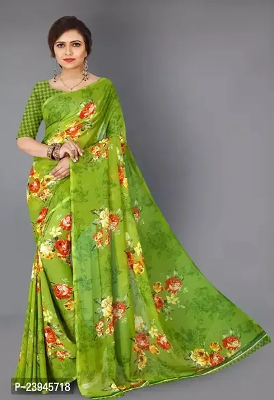 Elegant Georgette Saree with Blouse piece-thumb0