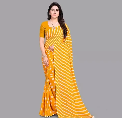 Georgette Printed Sarees with Blouse piece