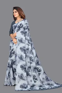 Stylish Grey Georgette Saree with Blouse piece For Women-thumb2