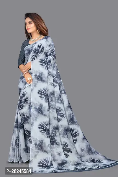 Stylish Grey Georgette Saree with Blouse piece For Women-thumb3