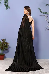 Stylish Black Satin Silk Saree without Blouse piece For Women-thumb2