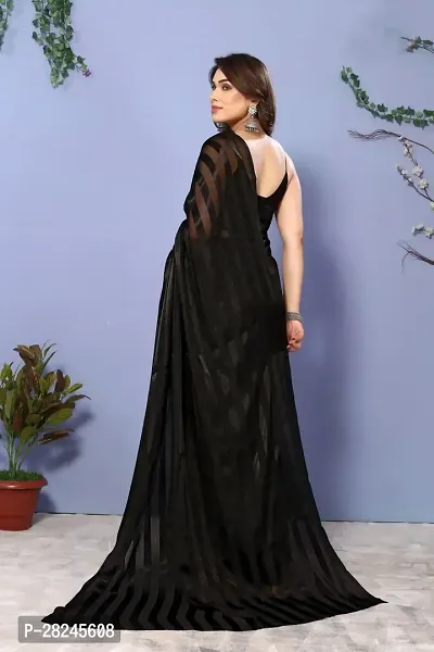 Stylish Black Satin Silk Saree without Blouse piece For Women-thumb3