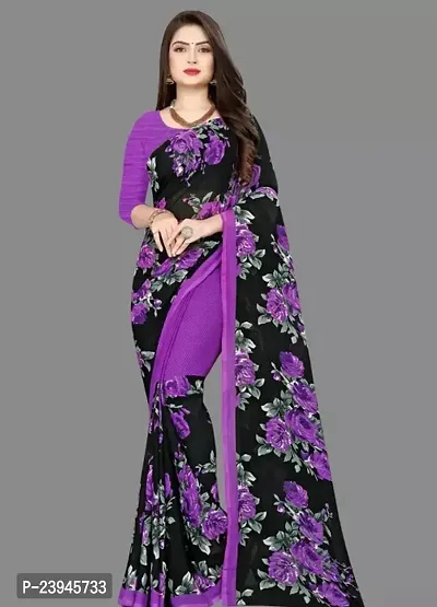 Elegant Georgette Saree with Blouse piece-thumb0