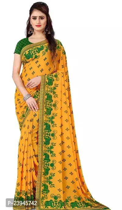 Elegant Georgette Saree with Blouse piece-thumb0