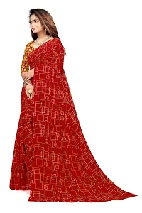 Stylish Red Georgette Saree with Blouse piece For Women-thumb1