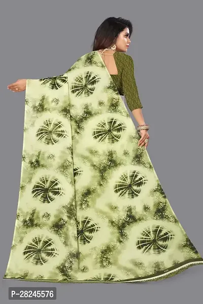 Stylish Green Georgette Saree with Blouse piece For Women-thumb2