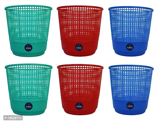 KWEL Mesh Dustbin Garbage Bin for Office use, School, Bedroom, Kids Room, Home, Multi Purpose - Multicolor (Pack of 6)-thumb0