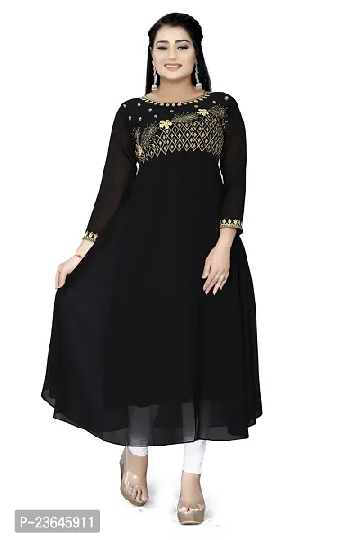 Elegant Georgette Embellished Gown Black Gown for Women-thumb2