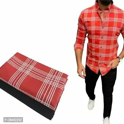 Stylish Multi Checked Polycotton Shirt And Trouser Set Fabric For Men-thumb0