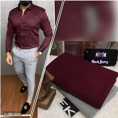 Stylish Peach Polycotton Embellished Shirt And Trouser Set Clothing Fabric For Men