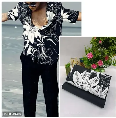 Stylish Black Polycotton Embellished Shirt Clothing Fabric For Men