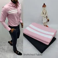 Stylish Pink Cotton Blend Shirt And Trouser Set Clothing Fabrics For Men-thumb1