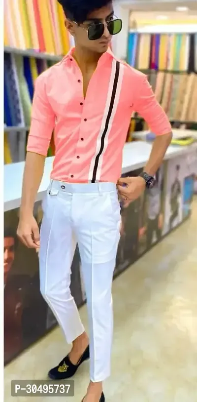 Stylish Polycotton Pink Shirt and Trouser Fabric-thumb0