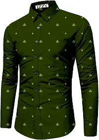 Stylish Polycotton Olive Shirt Fabric-thumb1